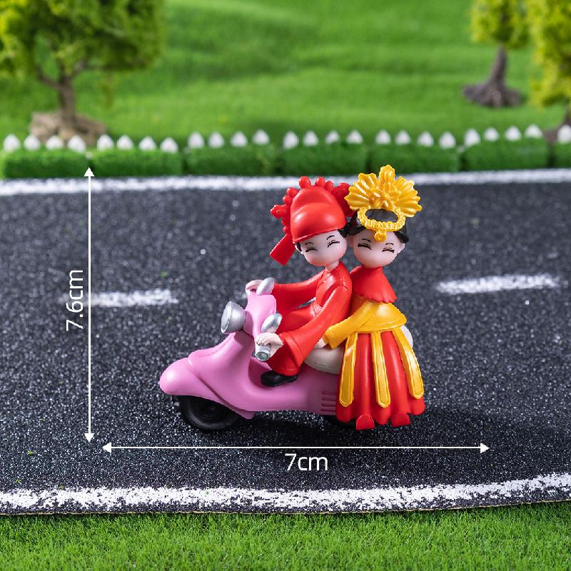 Tiểu cảnh xe máy cổ, đôi uyên ương DIY, búp bê mini, phụ kiện bàn tiểu cảnh sáng tạo (ZC-500)