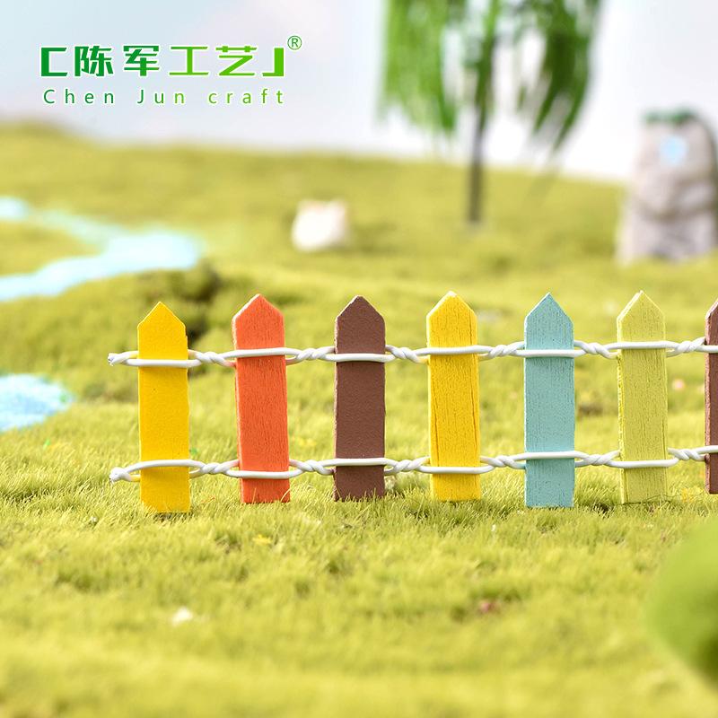 Phụ Kiện Tiểu Cảnh 微景观多肉木质栅栏30cm厘米彩色款栅栏迷你小栅栏造景工具小摆件