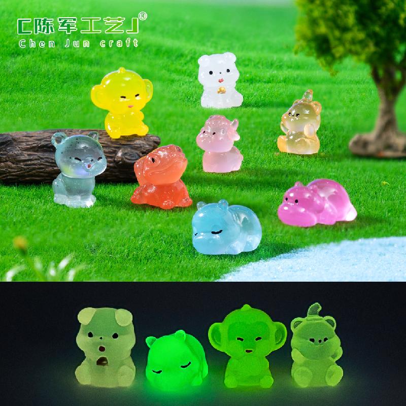 Phụ Kiện Tiểu Cảnh 跨境新品微景观夜光小狗河马公仔萌粒 diy装饰品挂配件迷你小摆件