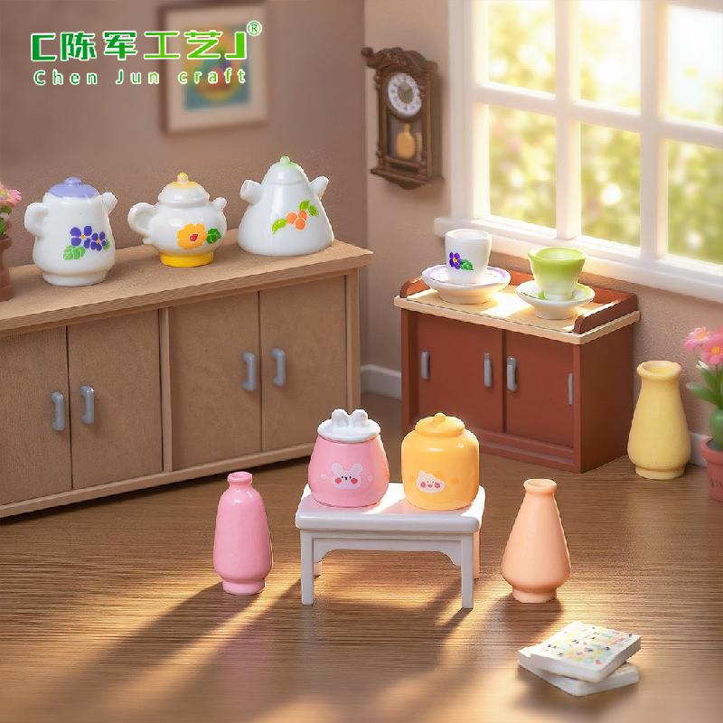 Phụ Kiện Tiểu Cảnh 微景观创意仿真小瓶子罐子盘子娃屋 DIY装饰品配件迷你桌面小摆件