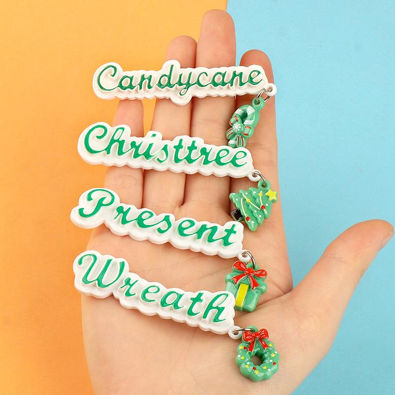 Charm LaBuBu 新款圣诞字母牌带吊坠系列 奶油胶手机壳diy树脂配件钥匙扣挂件