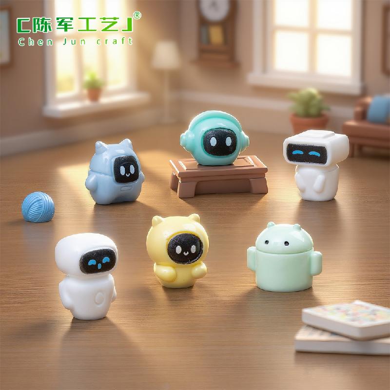 Phụ Kiện Tiểu Cảnh 跨境新品微景观创意迷你小机器人萌粒公仔 DIY装饰配件树脂小摆件