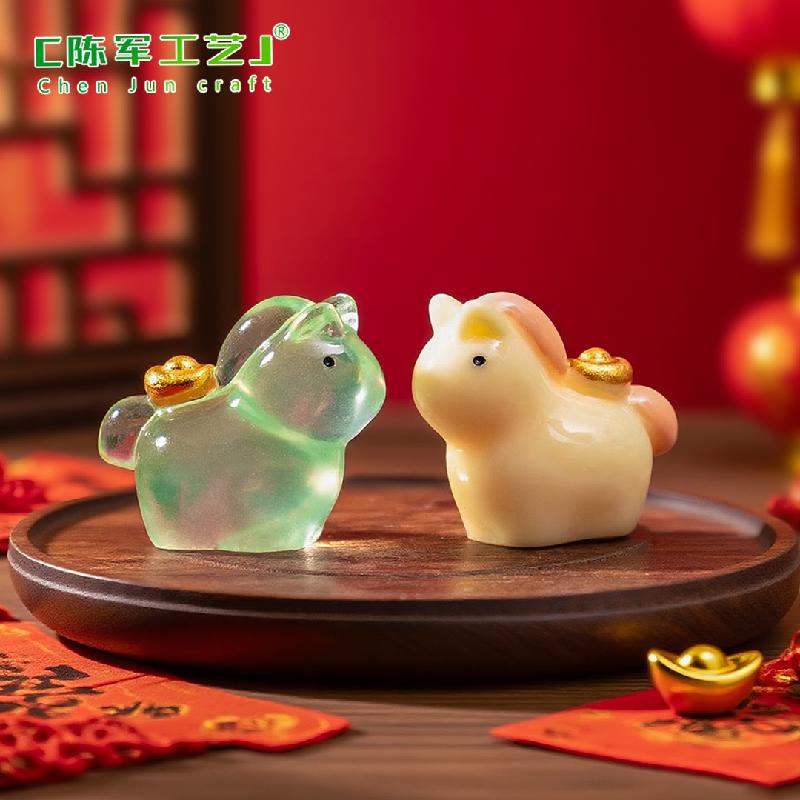 Phụ Kiện Tiểu Cảnh 微景观创意新年夜光金银小马萌粒 DIY装饰品挂配件迷你桌面小摆件