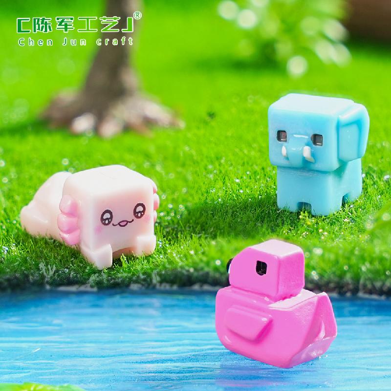 Phụ Kiện Tiểu Cảnh 跨境外贸微景观创意方块火烈鸟青蛙动物 DIY装饰品配件迷你小摆件