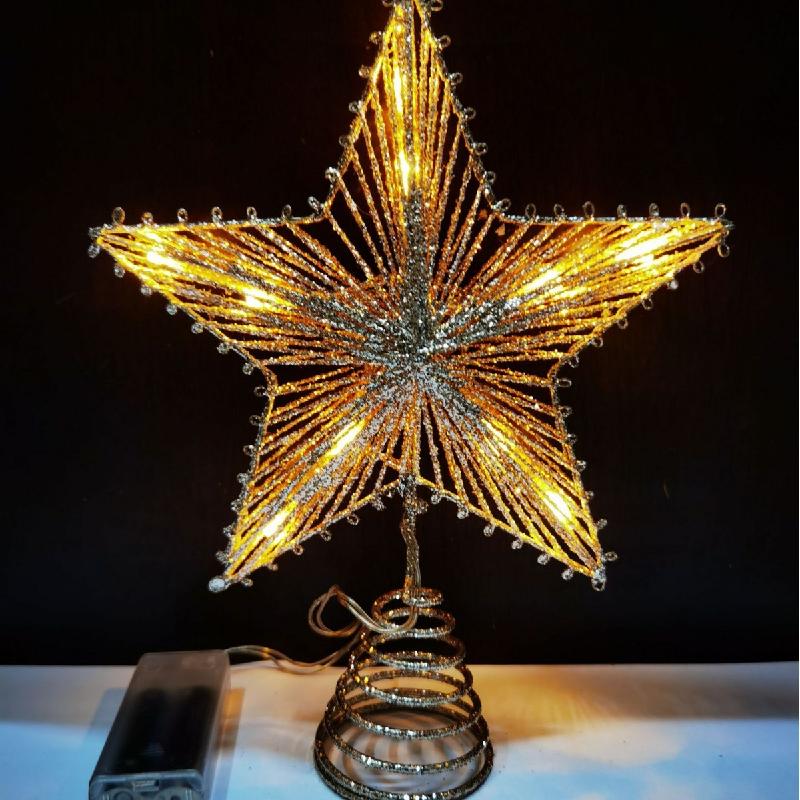 Trang Trí Noel Ngôi sao cây thông Giáng Sinh 2024 - ngôi sao 5 cánh bằng sắt, rắc kim tuyến, hàng chính hãng từ nhà sản xuất, lý tưởng để trang trí cây thông.