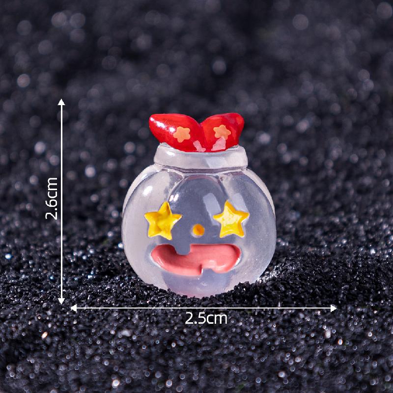 Tiểu cảnh Halloween bí ngô phát sáng DIY, phụ kiện treo tiểu cảnh mini resin đáng yêu (ZC-837)