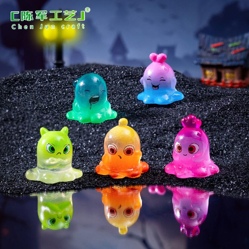 Phụ Kiện Tiểu Cảnh 跨境新品微景观创意夜光彩虹怪兽萌粒 DIY装饰品挂配件迷你小摆件