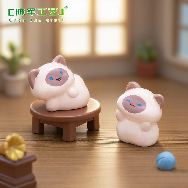 Phụ Kiện Tiểu Cảnh 微景观创意活泼暹罗猫公仔娃屋 DIY装饰品配件迷你车载桌面小摆件