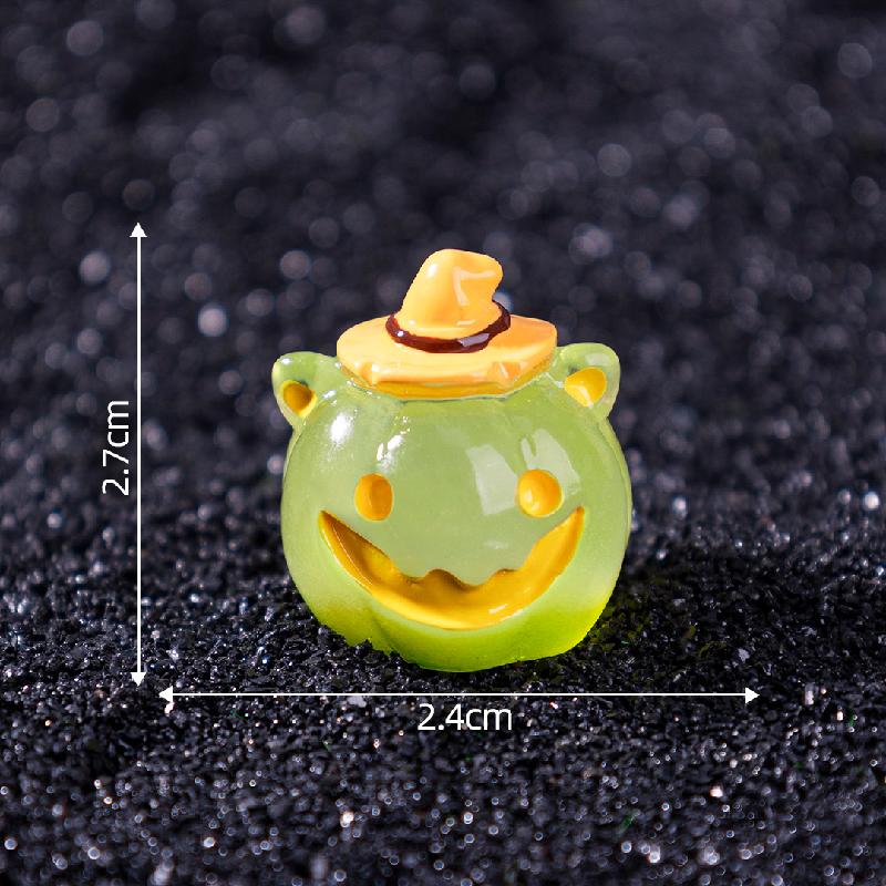 Tiểu cảnh Halloween bí ngô phát sáng DIY, phụ kiện treo tiểu cảnh mini resin đáng yêu (ZC-837)