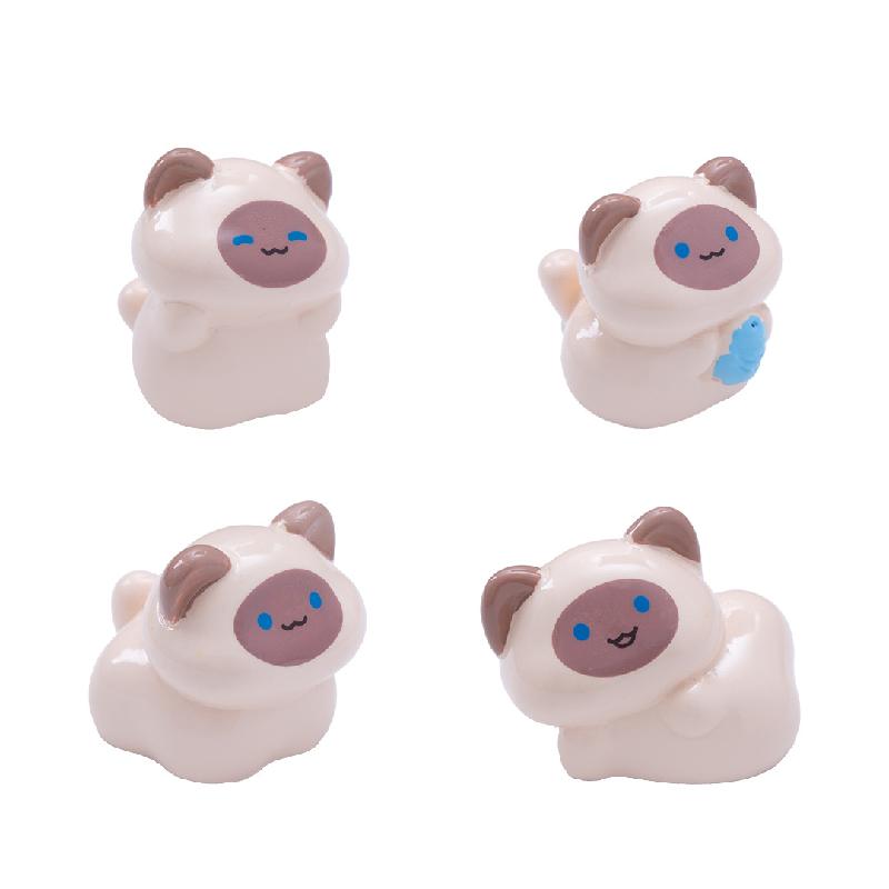 Tiểu cảnh mèo siam hoạt bát DIY, phụ kiện tiểu cảnh mini xe bàn đáng yêu (ZC-882)
