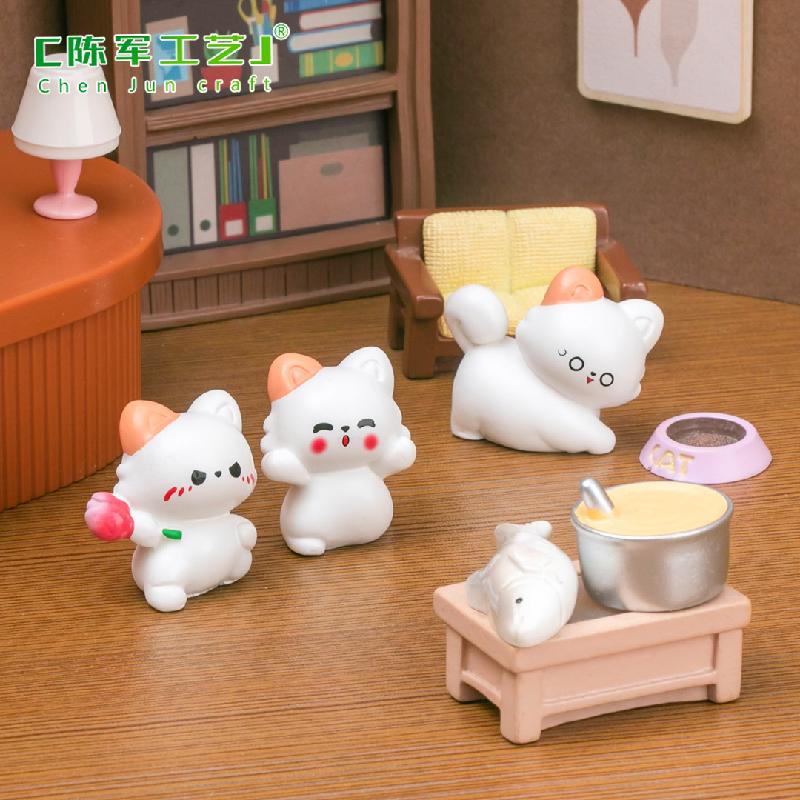 Phụ Kiện Tiểu Cảnh 微景观创意快乐小猫咪娃娃屋 DIY装饰品挂配件盲袋微缩桌面小摆件