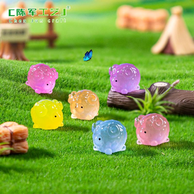Phụ Kiện Tiểu Cảnh 新品微景观创意夜光小绵羊公仔动物萌粒 DIY装饰品配件迷你小摆件