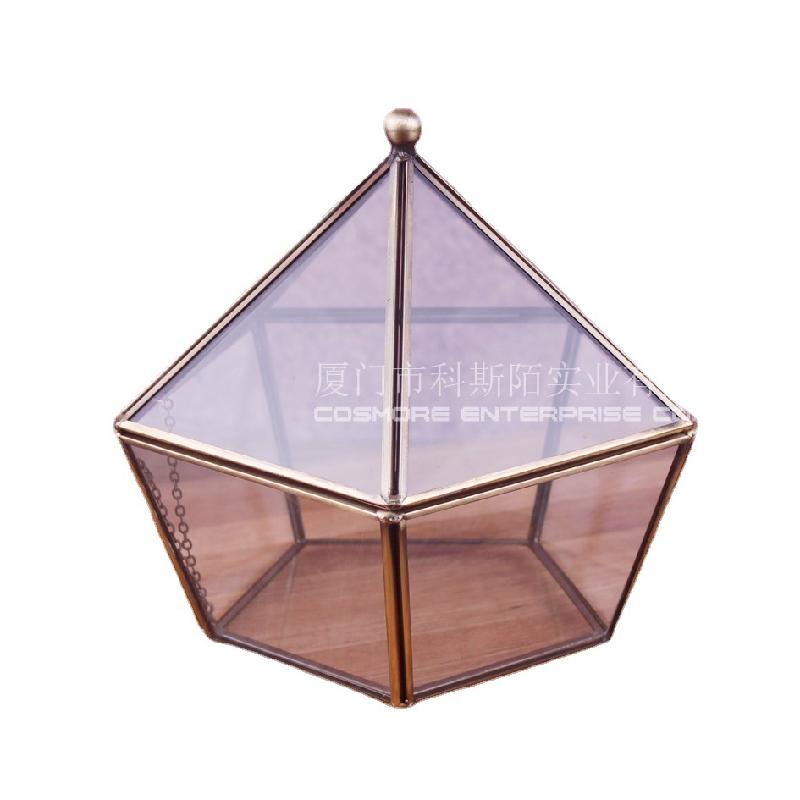 Chậu Đa Giác Hộp kính trang sức vintage, nhà kính hoa bất tử (DG-191)