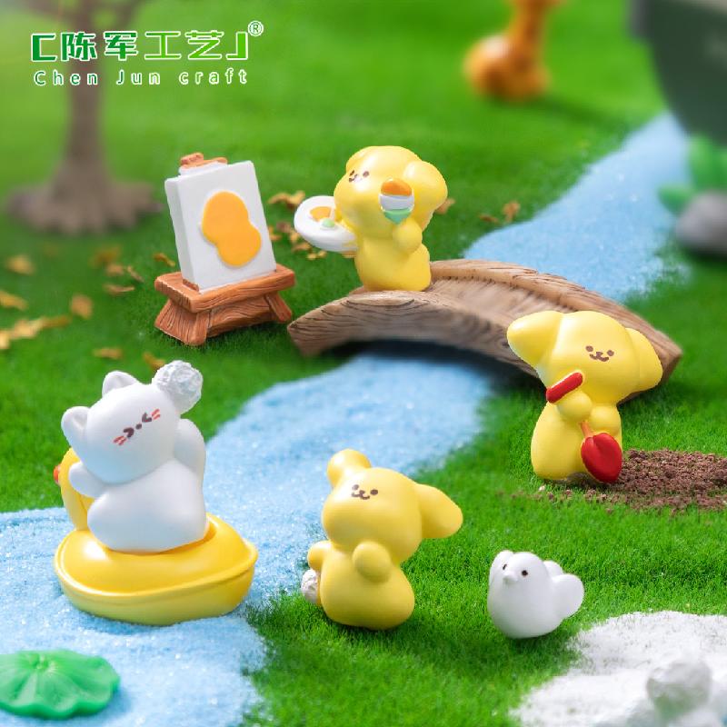 Phụ Kiện Tiểu Cảnh 微景观创意春游小狗公仔园艺造景 DIY装饰品挂配件迷你桌面小摆件