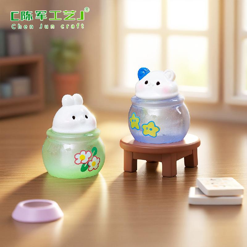 Phụ Kiện Tiểu Cảnh 微景观创意小小兔子动物冰杯仿真食玩 DIY装饰配件迷你桌面小摆件