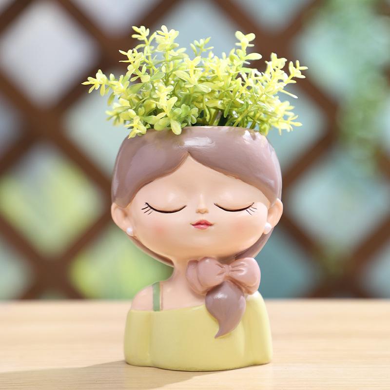 Chậu Cây Resin Chậu cây mọng nước hình cô gái Dream Butterfly resin, chậu mini để bàn, trang trí sân vườn (RG-111)