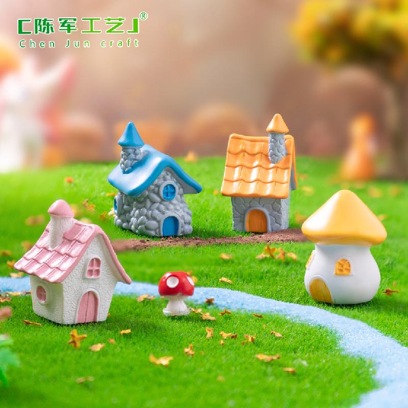 Phụ Kiện Tiểu Cảnh 苔藓微景观创意复古石头小房子园艺造景 DIY装饰配件迷你桌面小摆