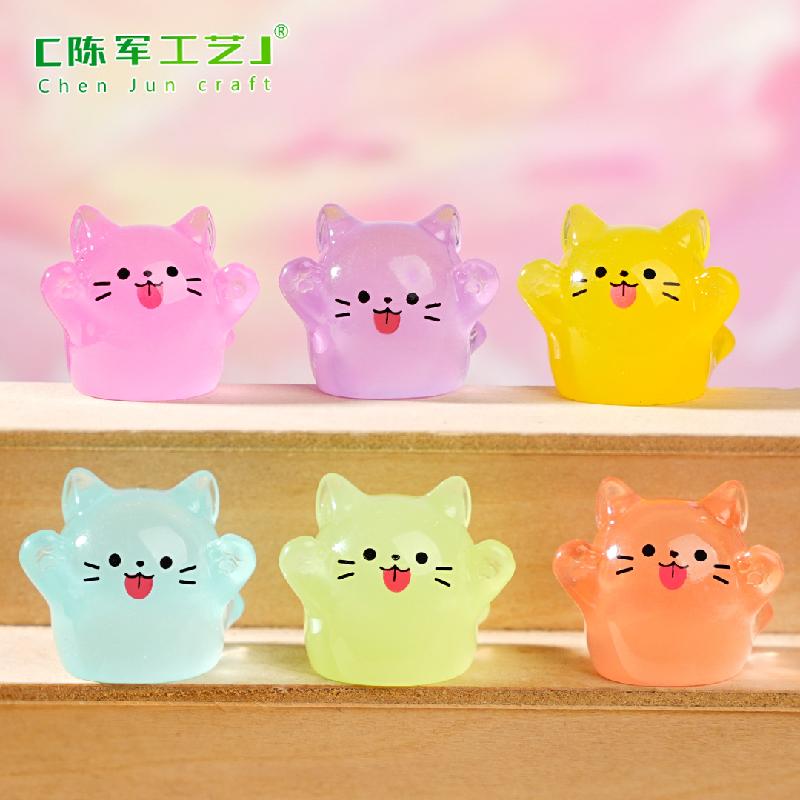微景观创意夜光幽灵猫猫萌粒公仔 DIY装饰品挂配件迷你桌面小摆件