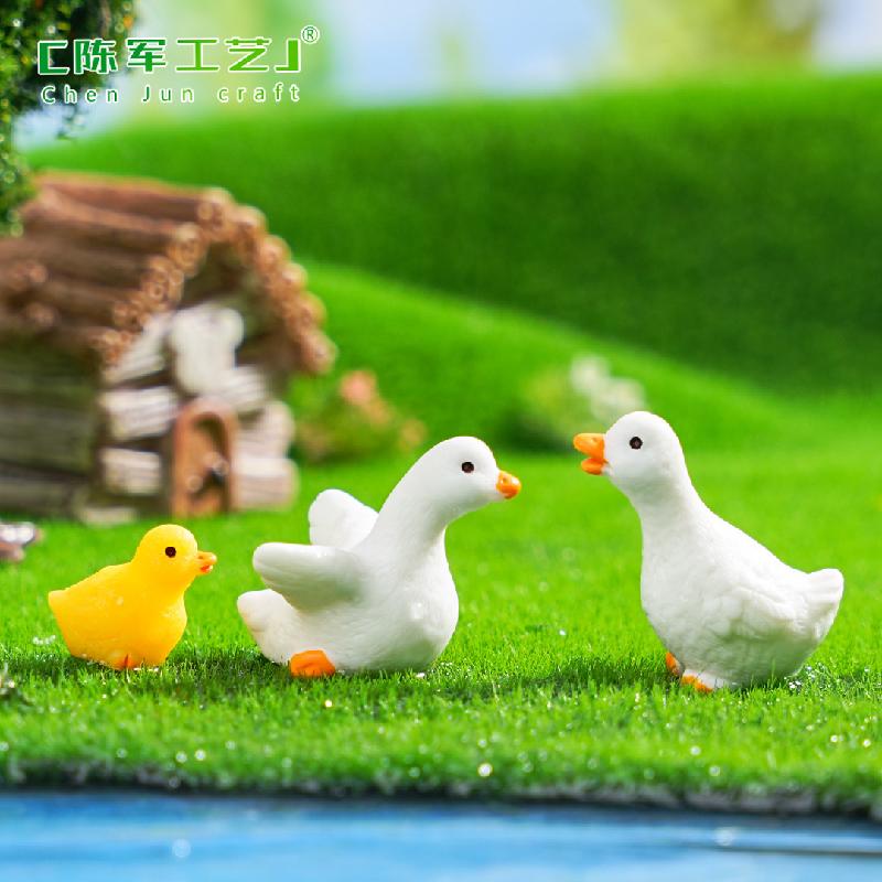 Phụ Kiện Tiểu Cảnh 苔藓微景观创意小鸭一家公仔园艺造景 DIY装饰配件迷你树脂小摆件