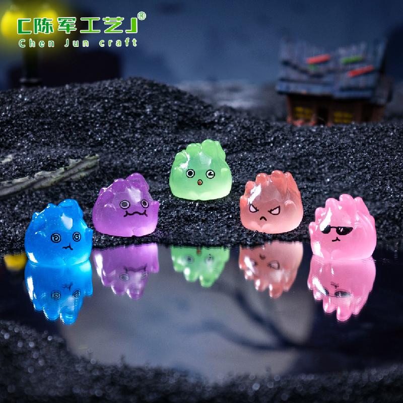 Phụ Kiện Tiểu Cảnh 跨境微景观创意夜光万圣节小火苗萌粒 DIY装饰品挂配件迷你小摆件