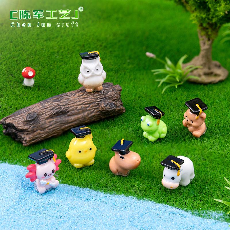 Phụ Kiện Tiểu Cảnh 微景观博士青蛙猫头鹰博士帽园艺造景 DIY装饰品挂配件迷你小摆件
