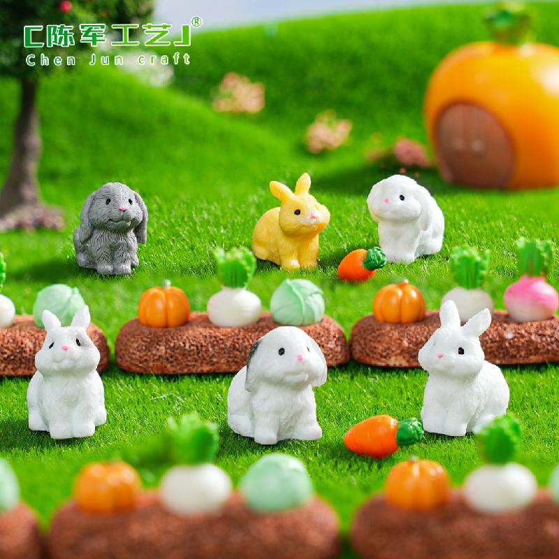 Phụ Kiện Tiểu Cảnh 苔藓微景观创意可爱兔子园艺造景 DIY装饰配件迷你车载桌面小摆件