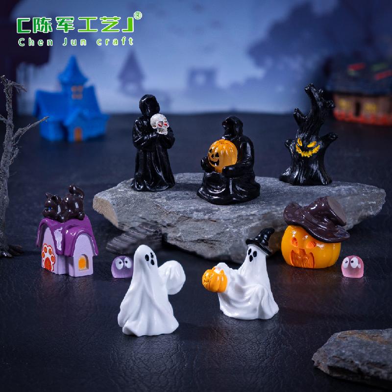Phụ Kiện Tiểu Cảnh 跨境微景观创意死神幽灵万圣节造景 DIY装饰品配件迷你桌面小摆件