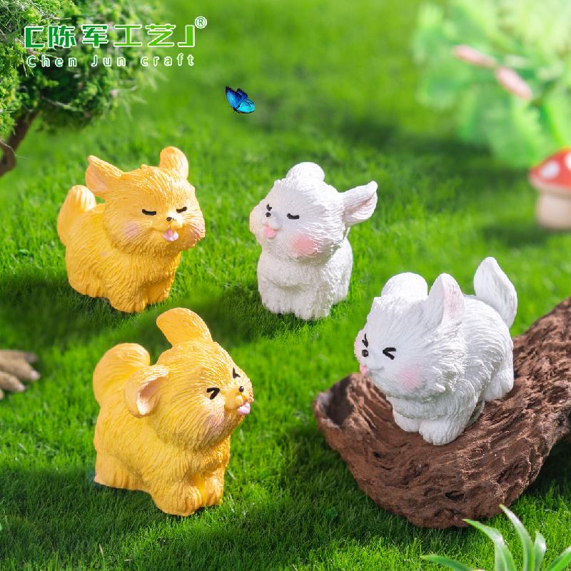 Phụ Kiện Tiểu Cảnh 微景观创意潦草小白狗园艺造景 DIY装饰品配件迷你汽车桌面小摆件