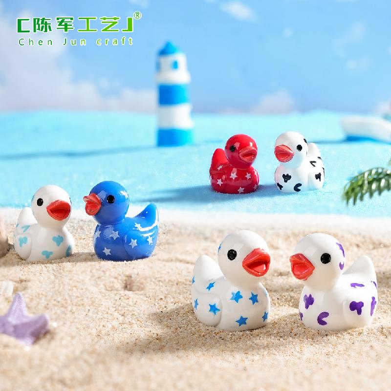 Phụ Kiện Tiểu Cảnh 外贸新品微景观创意国旗星星卡通小鸭子 DIY装饰品迷你树脂小摆件