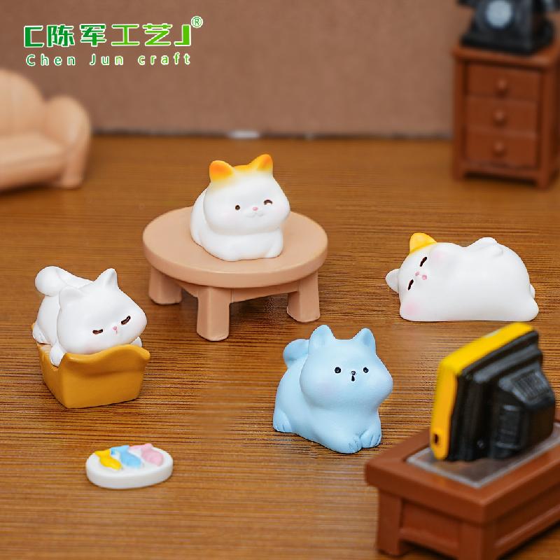 Phụ Kiện Tiểu Cảnh 微景观创意迷你小猫娃娃屋 DIY装饰品挂配件迷你汽车载桌面小摆件