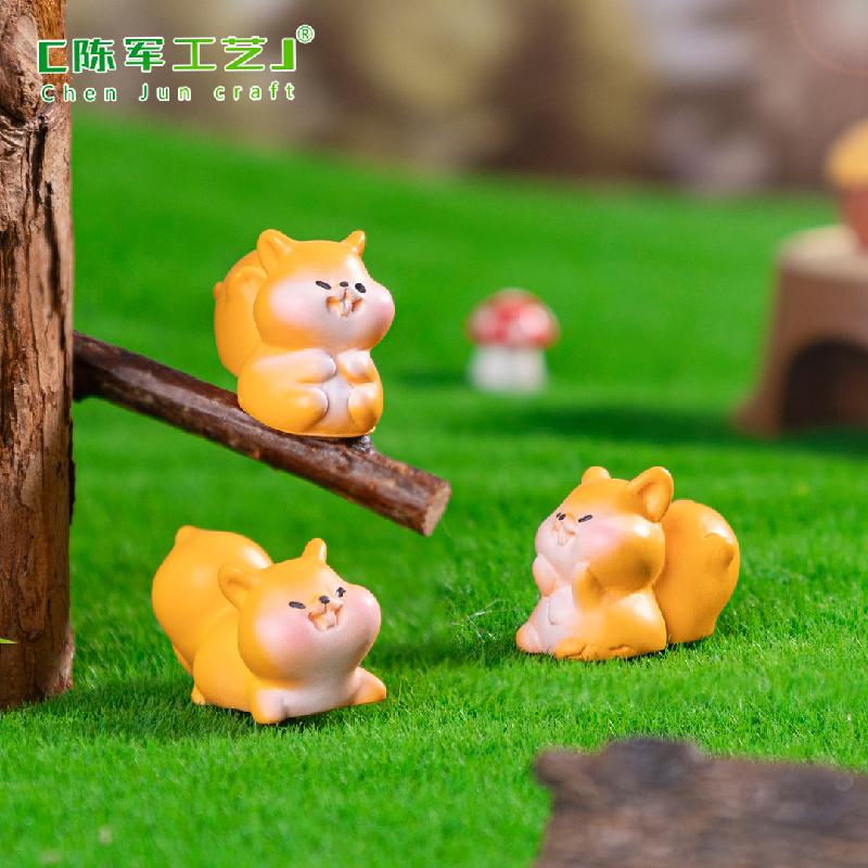 Phụ Kiện Tiểu Cảnh 微景观创意可爱胖胖小松鼠园艺造 DIY装饰品挂配件迷你桌面小摆件