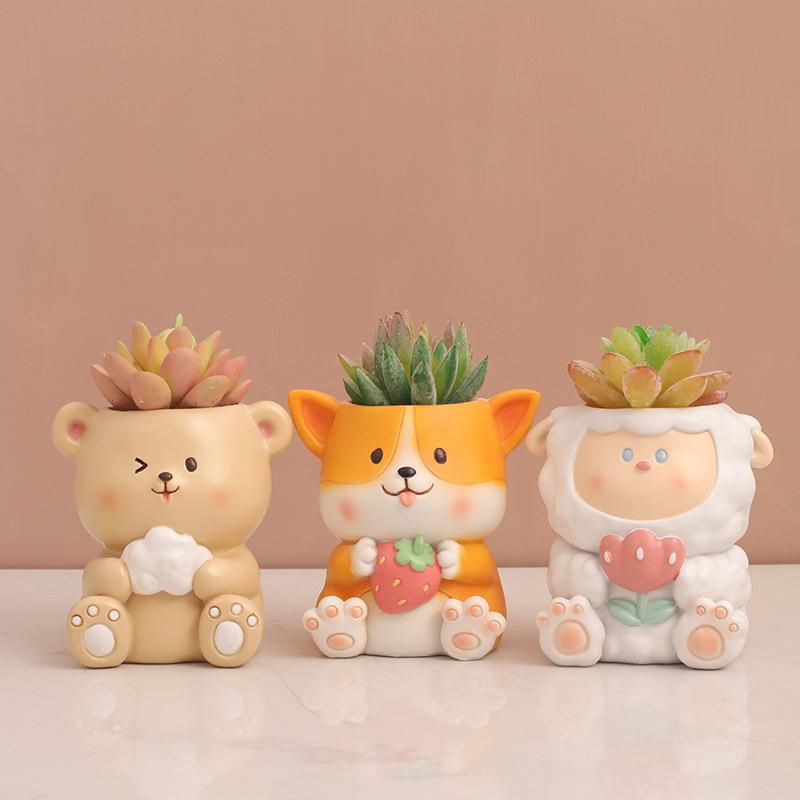 Chậu Cây Resin Chậu cây mọng nước hình động vật resin, chậu mini trang trí nhà, văn phòng, ban công và sân vườn (RG-86)