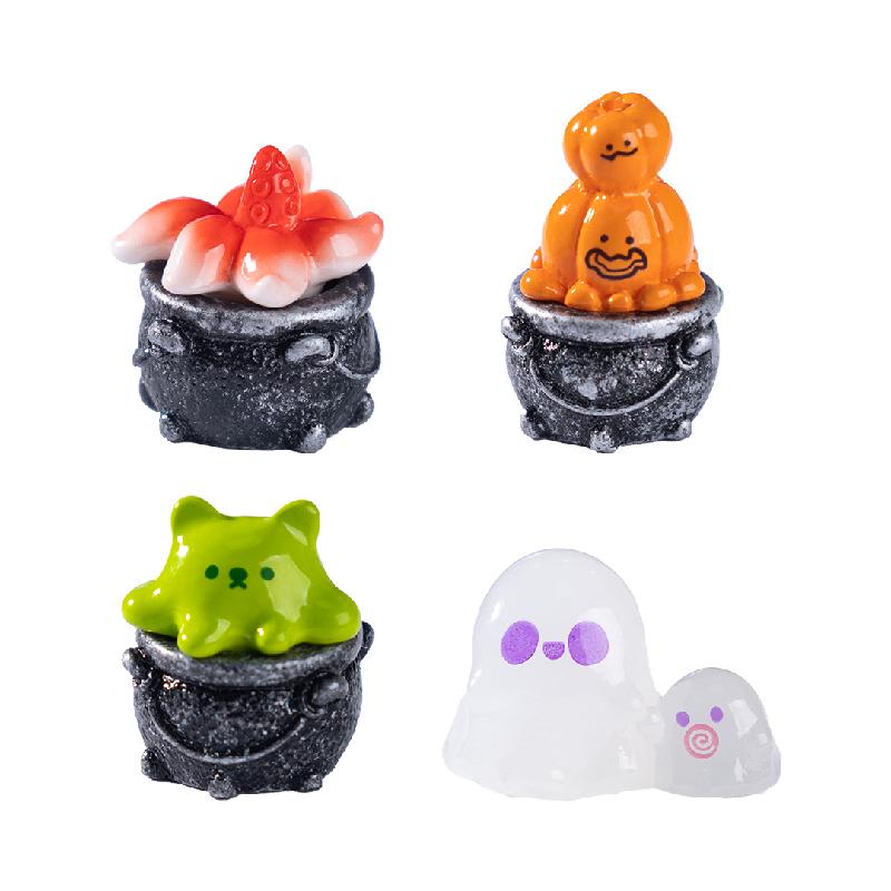 Tiểu cảnh nữ phù thủy, nồi nung Halloween, DIY, phụ kiện bàn tiểu cảnh mini sáng tạo (ZC-234)