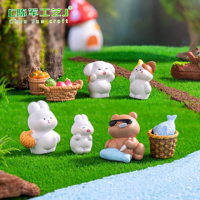 Phụ Kiện Tiểu Cảnh 微景观创意可爱小动物菜市场公仔 DIY装饰品挂配件迷你桌面小摆件