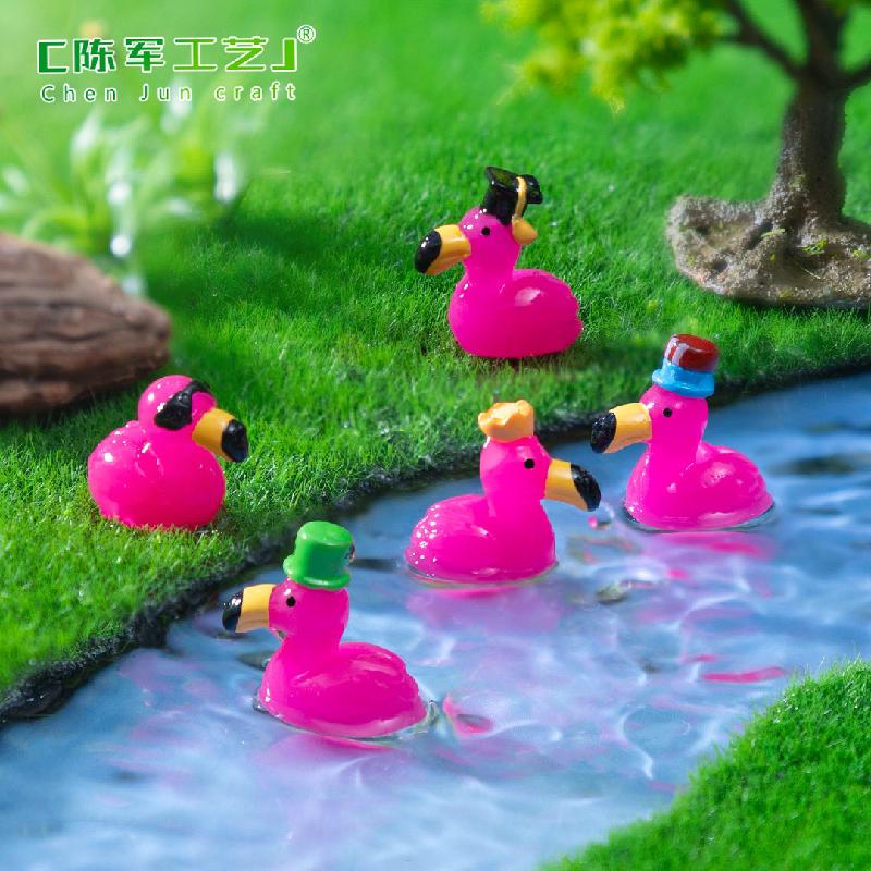 Phụ Kiện Tiểu Cảnh 跨境外贸微景观创意火烈鸟公仔园艺造景 DIY装饰品配件迷你小摆件