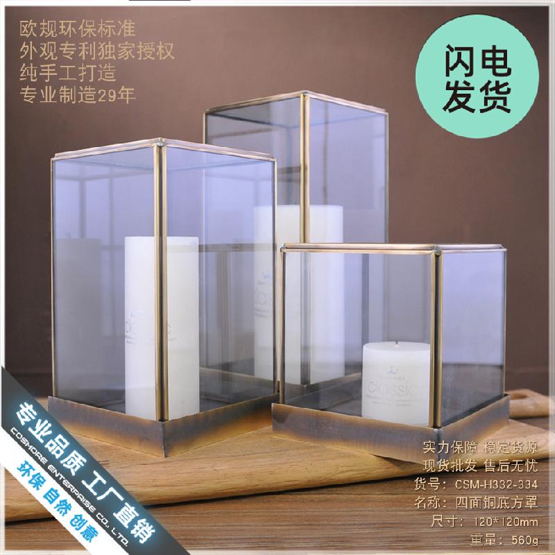 Chậu Đa Giác Chụp kính đế đồng trưng bày chống bụi (DG-60)