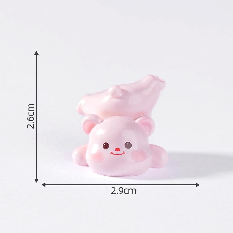 Tiểu cảnh gấu hồng dễ thương, búp bê DIY, phụ kiện xe hơi tiểu cảnh bàn mini (ZC-470)