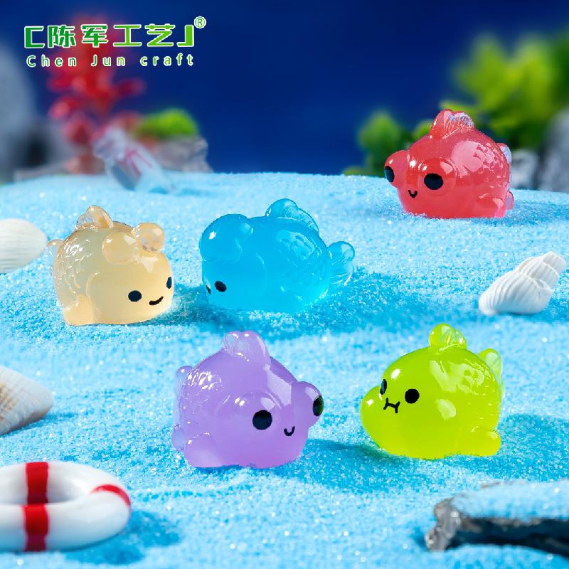 Phụ Kiện Tiểu Cảnh 微景观夜光创意夜光小金鱼萌粒鱼缸造景 DIY装饰品配件迷你小摆件