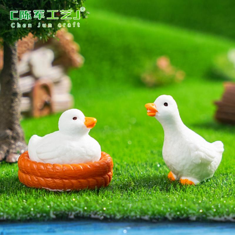Phụ Kiện Tiểu Cảnh 苔藓微景观创意小鸭一家公仔园艺造景 DIY装饰配件迷你树脂小摆件