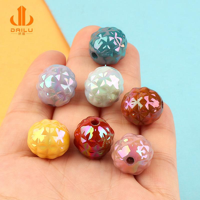 Charm LaBuBu diy饰品配件 uv电镀圆珠子直孔树脂散珠耳饰项链手工串珠材料批发