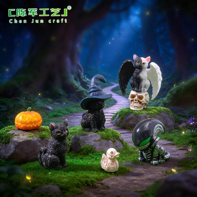 Phụ Kiện Tiểu Cảnh Mèo Song Sinh Halloween Mini (PK-243)