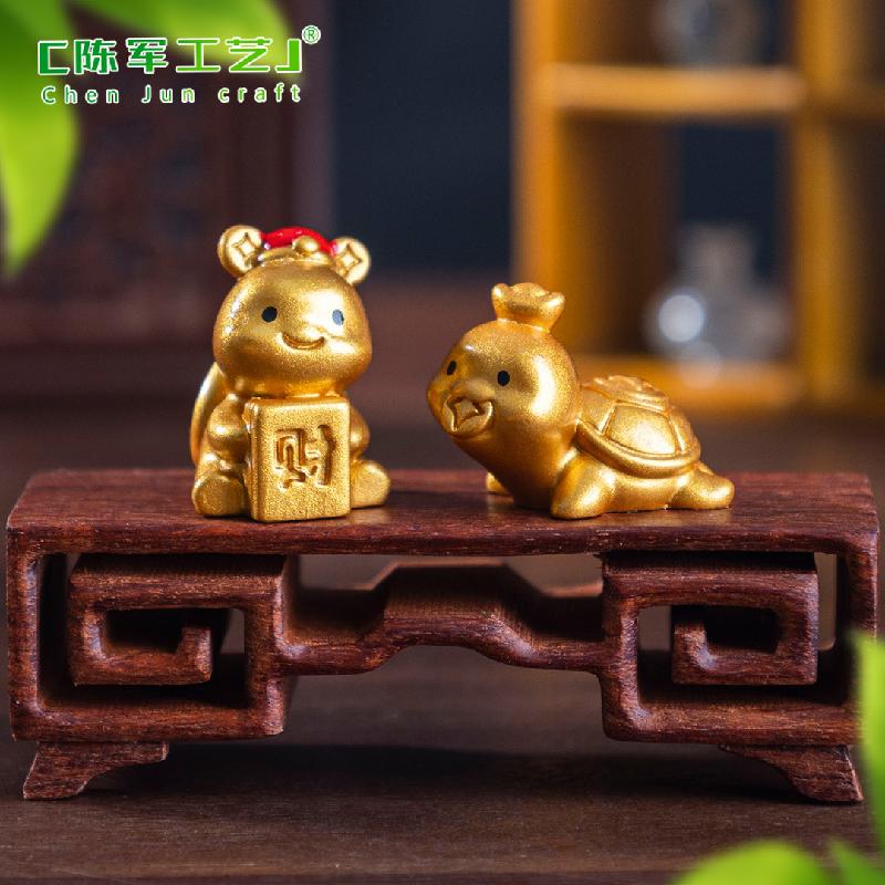 Phụ Kiện Tiểu Cảnh 微景观创意元宝金龟聚财萌粒 DIY装饰品挂配件迷你车载桌面小摆件