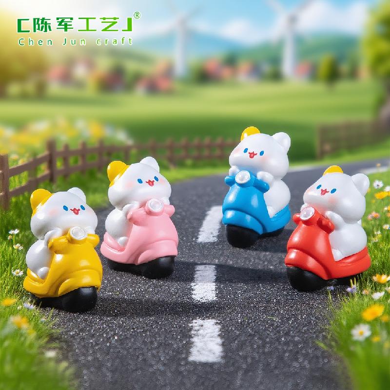 Phụ Kiện Tiểu Cảnh 微景观创意可爱骑行猫猫萌粒公仔 DIY装饰品挂配件汽车桌面小摆件