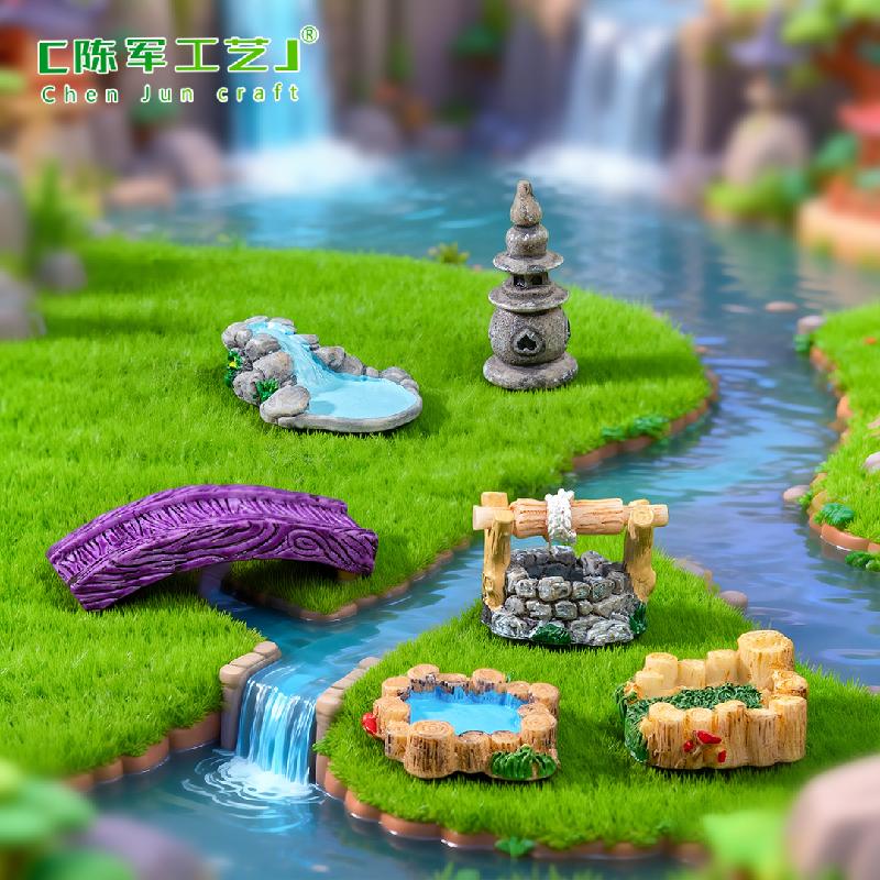 Phụ Kiện Tiểu Cảnh Tiểu cảnh vintage, đèn tháp nước, cầu nhỏ cảnh quan (ZC-5)