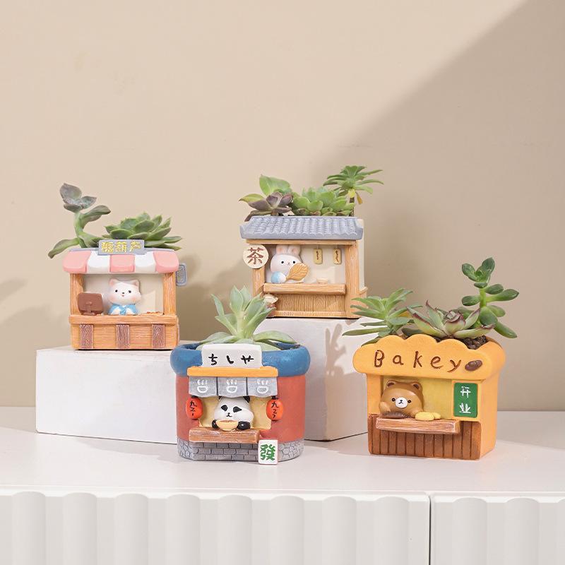 Chậu Cây Resin Chậu cây mọng nước hình trứng hoạt hình mặt lười resin, chậu mini để bàn, đồ trang trí vui nhộn (RG-189)