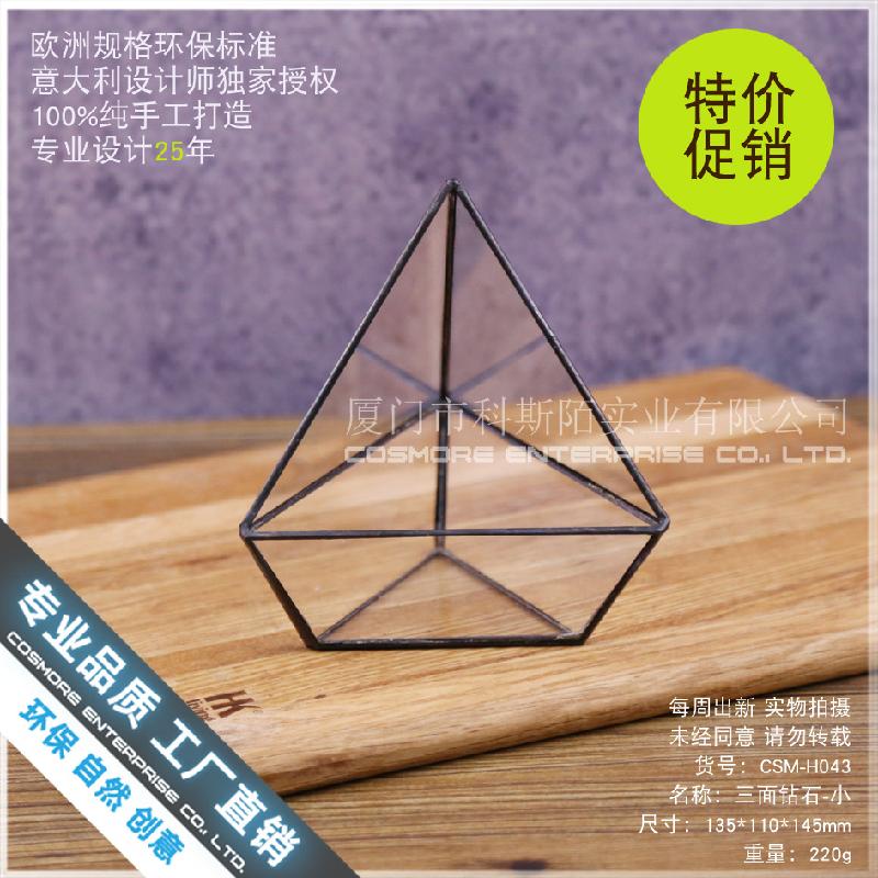 Chậu Đa Giác Nhà kính 3 mặt kim cương nhỏ Terrarium (DG-212)