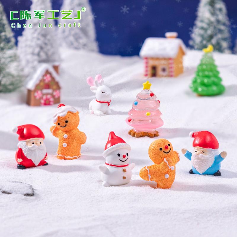 Phụ Kiện Tiểu Cảnh 跨境外贸微景观创意圣诞老人小鹿DIY装饰品挂配件迷你桌面小摆件