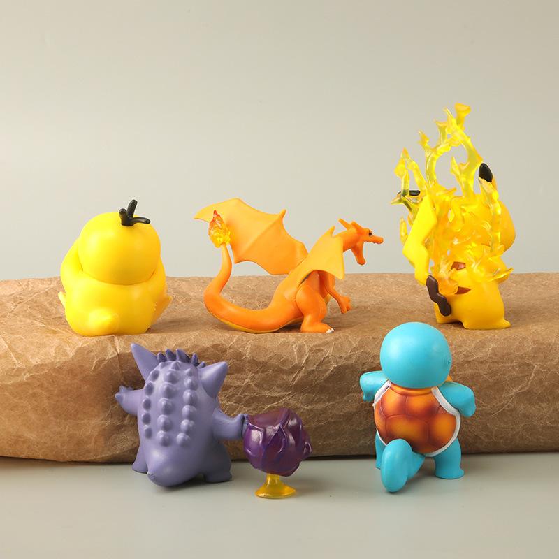 5 Mẫu, bộ đồ chơi nhỏ thần tiên, hoạt hình, Pikachu, Charizard, Ninetales, Gengar, và công chúa. ZZ-236
