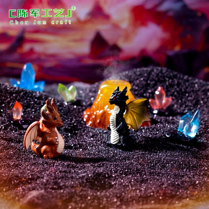 Phụ Kiện Tiểu Cảnh 跨境外贸微景观创意夜光水晶喷火龙公仔 DIY装饰品配件迷你小摆件