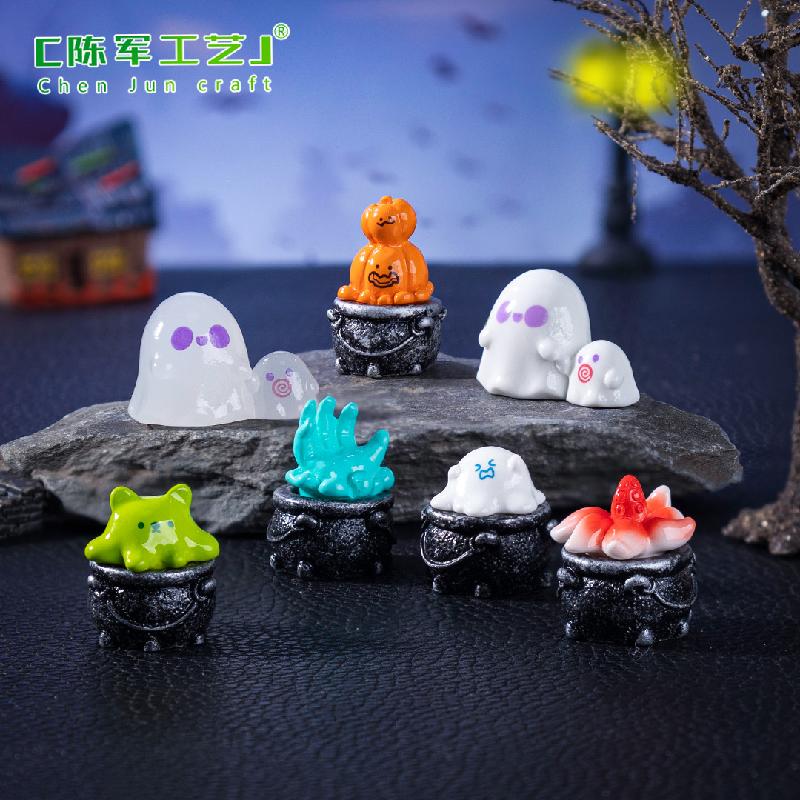 Phụ Kiện Tiểu Cảnh 跨境外贸微景观创意女巫坩埚万圣节造景 DIY装饰品配件迷你小摆件